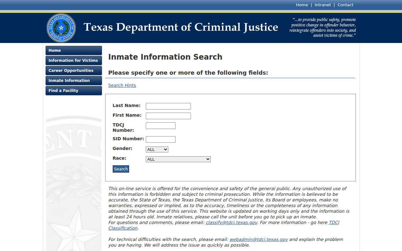 TDCJ inmate search for Medina County arrest history follow-through