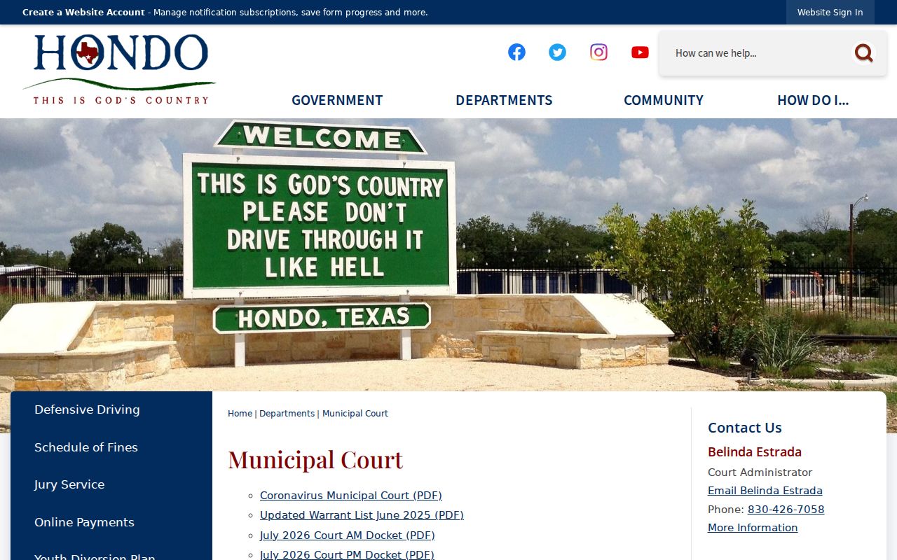 Hondo Medina County criminal history municipal court records