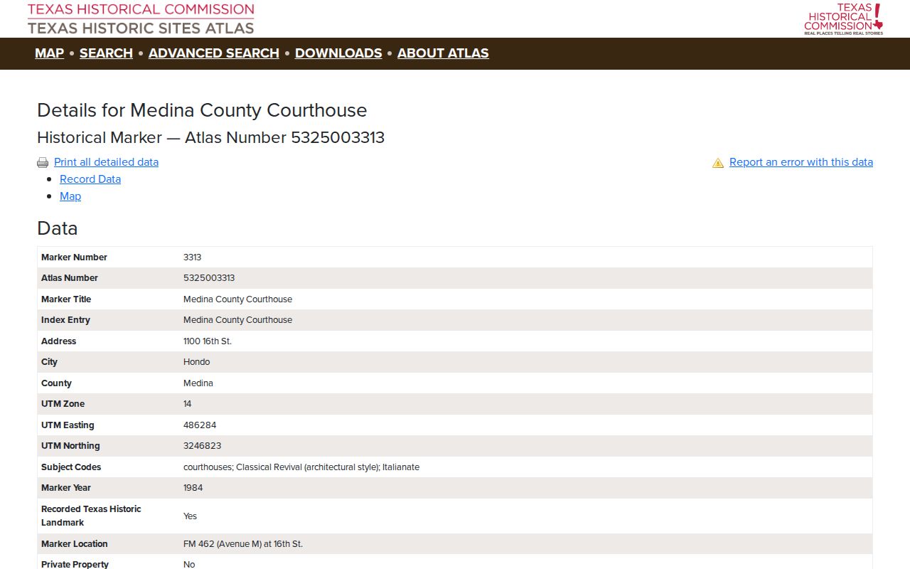 Medina County criminal records 1893 courthouse history