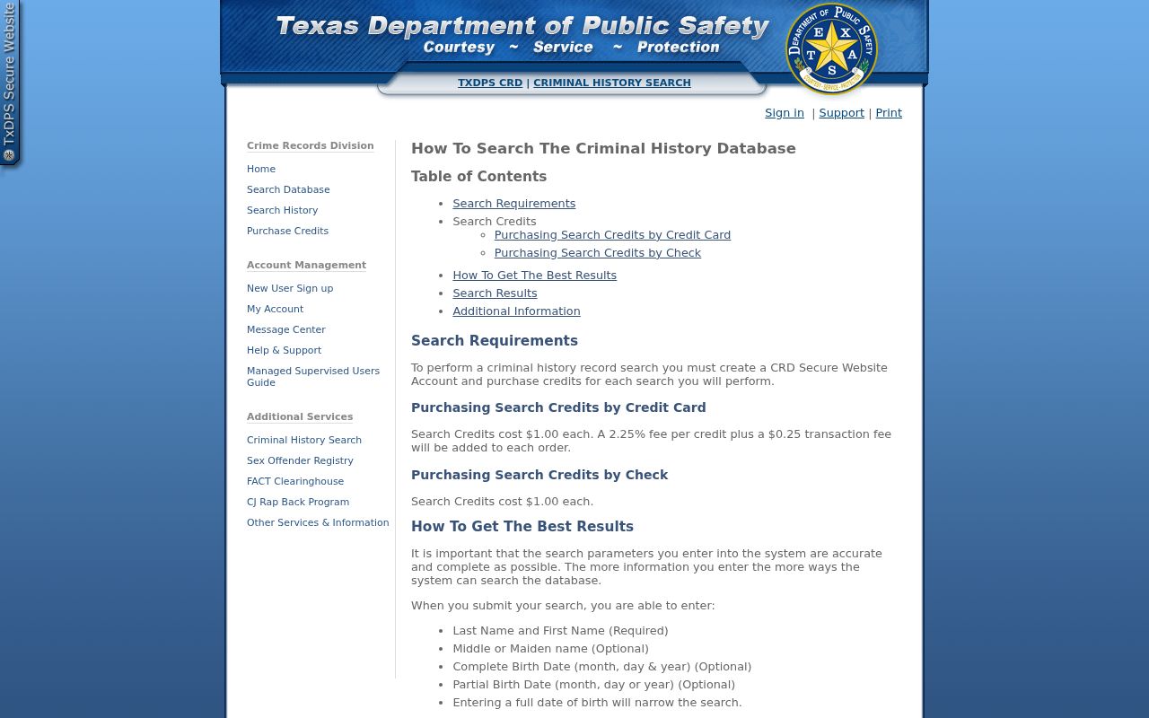 Medina County criminal history Texas DPS search information