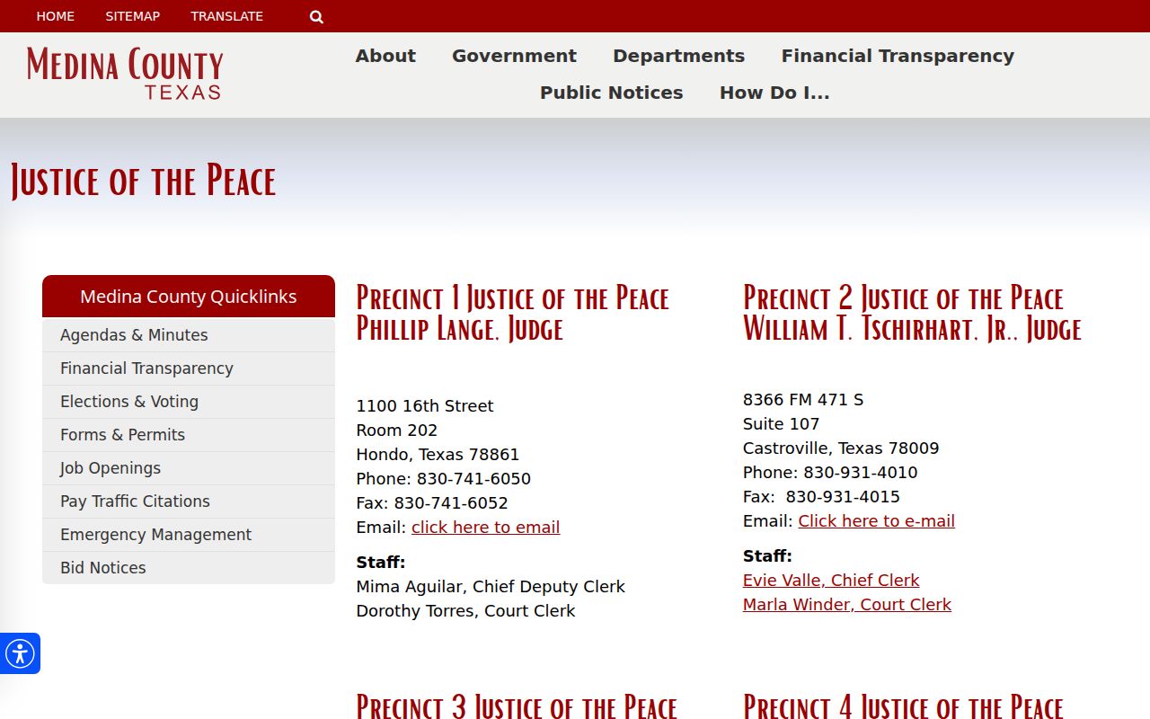 Medina County criminal records justice court directory