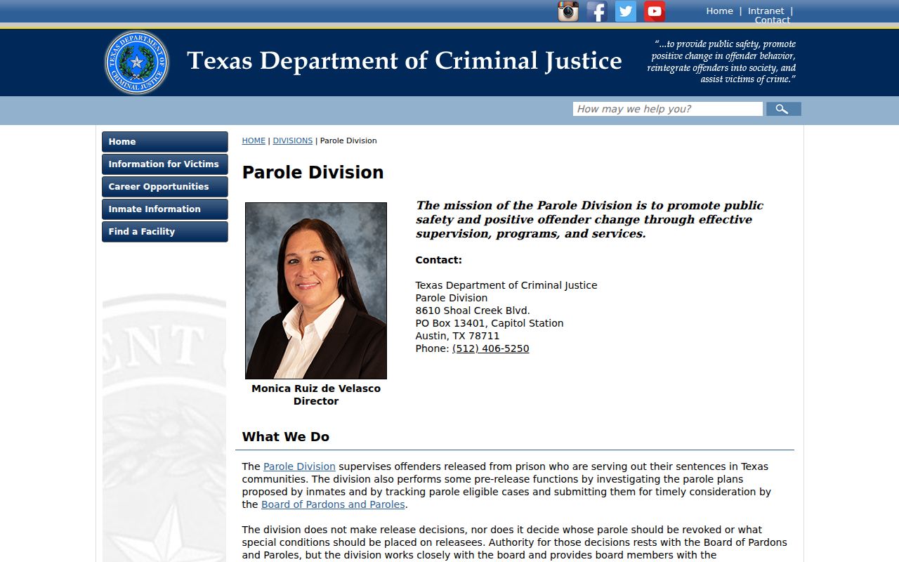 Medina County criminal record TDCJ parole directory